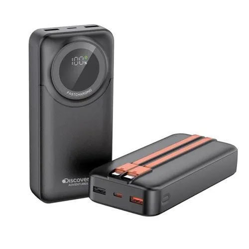 סוללת גיבוי 20,000mAh עם כבלים מובנים